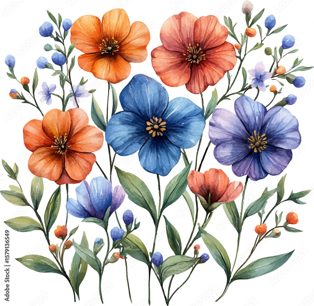 Obraz premium colorful flowers clipart