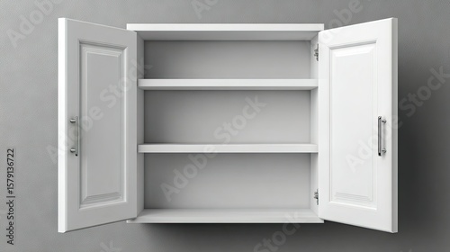 Wallpaper Mural Empty white wall cabinet with three shelves. Torontodigital.ca