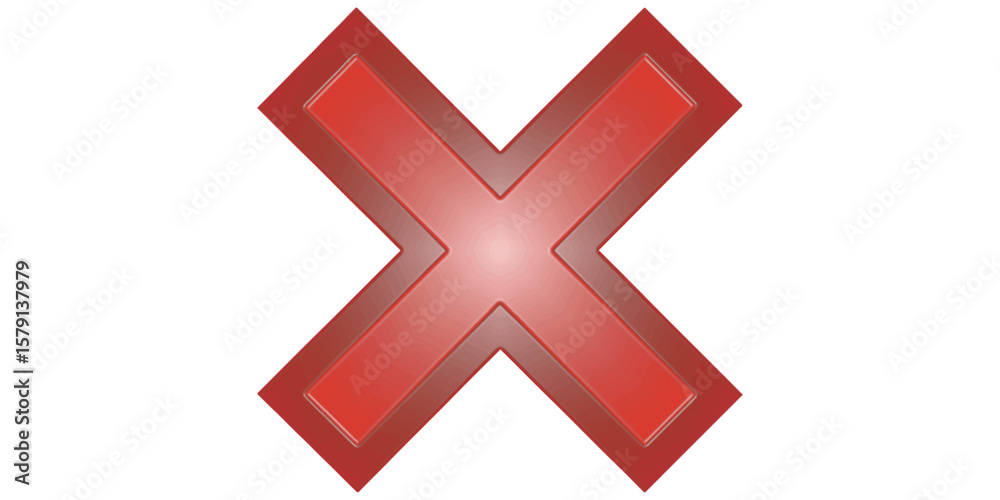 Obraz premium Red x icon. Bold red cross symbol on white background. Medical and emergency icon vector flat illustration design.