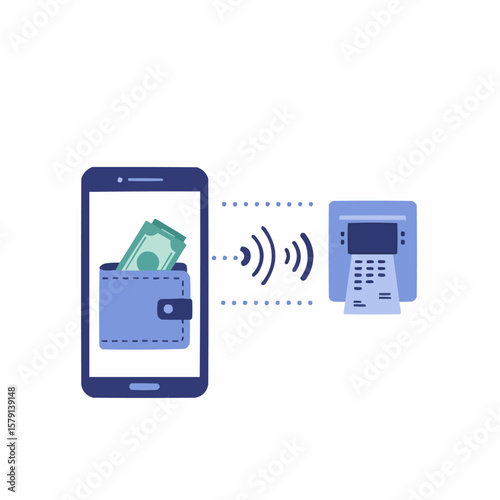 Smartphone contactless payment mobile wallet concept digital banking technology