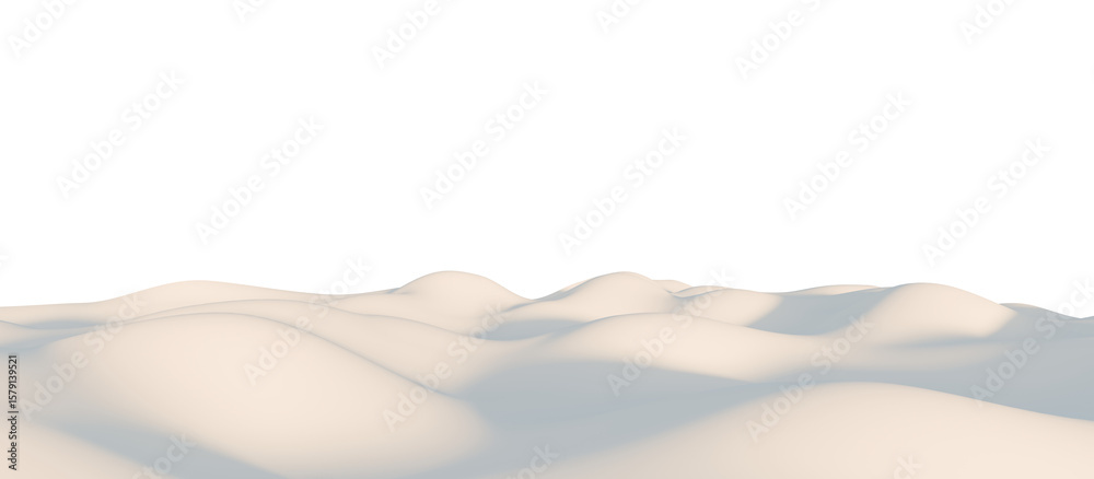 Fototapeta premium Snow-Covered Hills Under a Calm Sky. 3D render. 