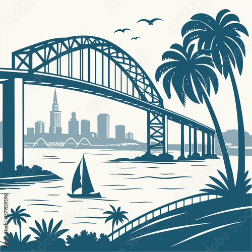 Sydney harbour bridge vector illustration free online download.