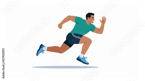 Energetic man sprinting with determined expression healthy lifestyle and fitness concept vector illustration for sports and wellness projects