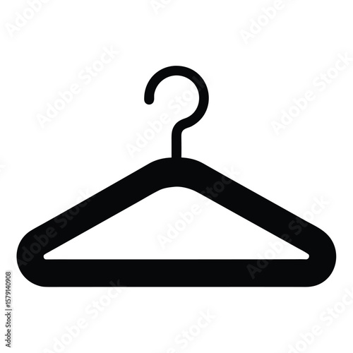 Black Silhouette of a Simple Clothing Hanger for Wardrobe Organization and Display