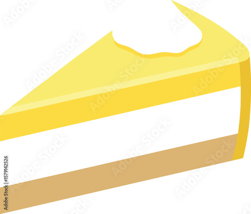 Gelato Swirl Design Presentations Delicious Creamy Cheesecake Slice, Sweet Dessert, Bakery Treat, Pastry, Food Illustration, Vector Graphic, Isolated on...