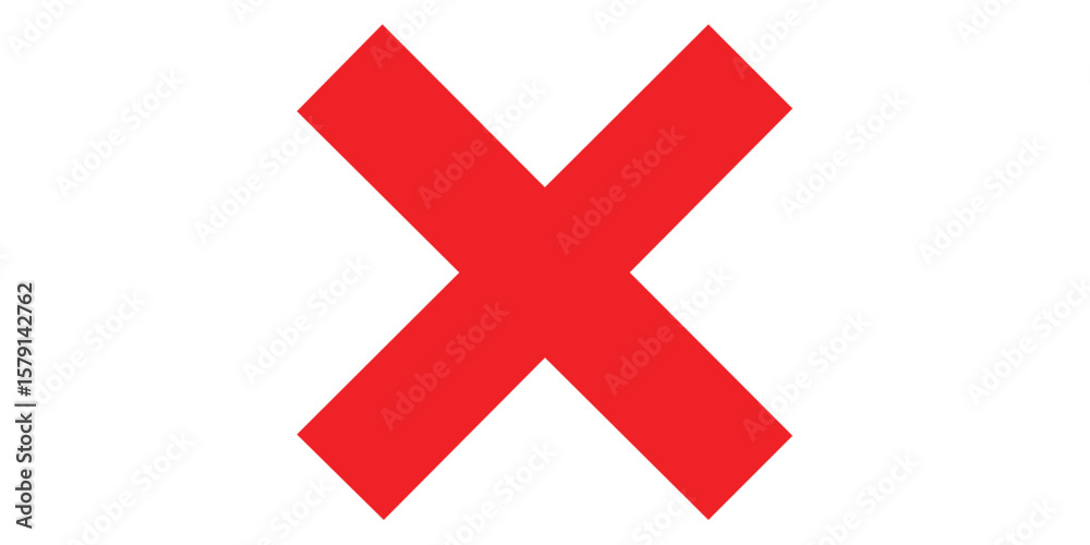 Fototapeta premium Red x icon. Bold red cross symbol on white background. Medical and emergency icon vector flat illustration design.