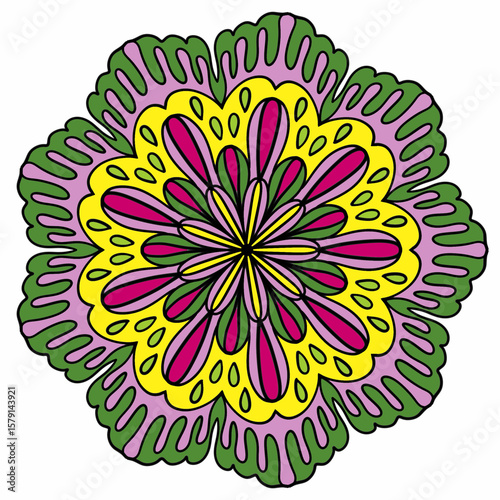 Beautiful and creative colorful mandala design art with white background