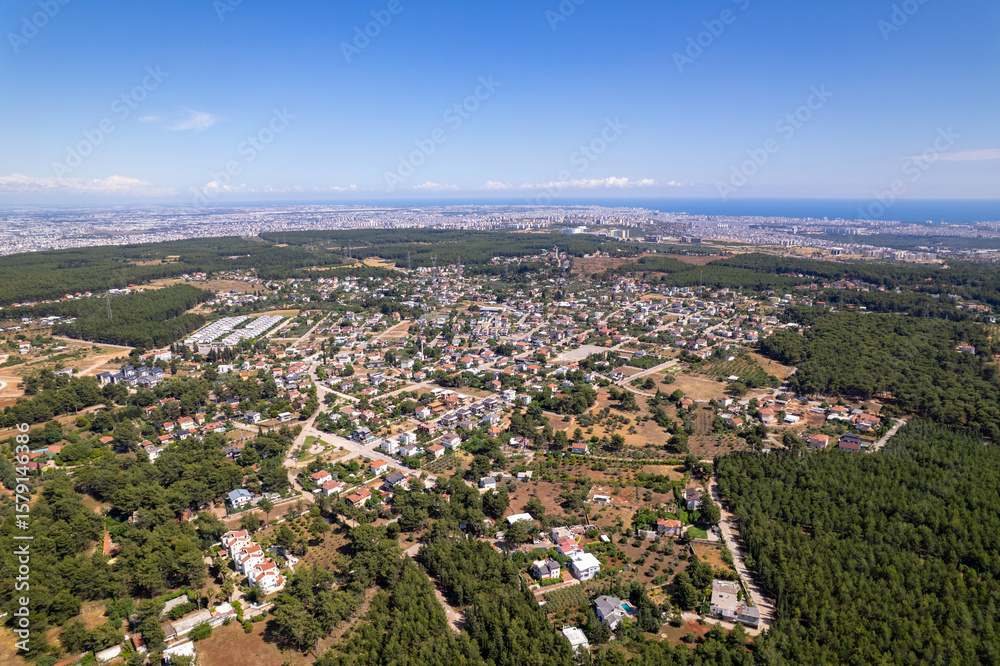Fototapeta premium Aerial View of Duacı Village and Döşemealtı District in Antalya, Turkey