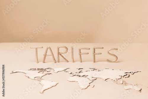 Financial Concept of Tariffs on Global Trade with World Map