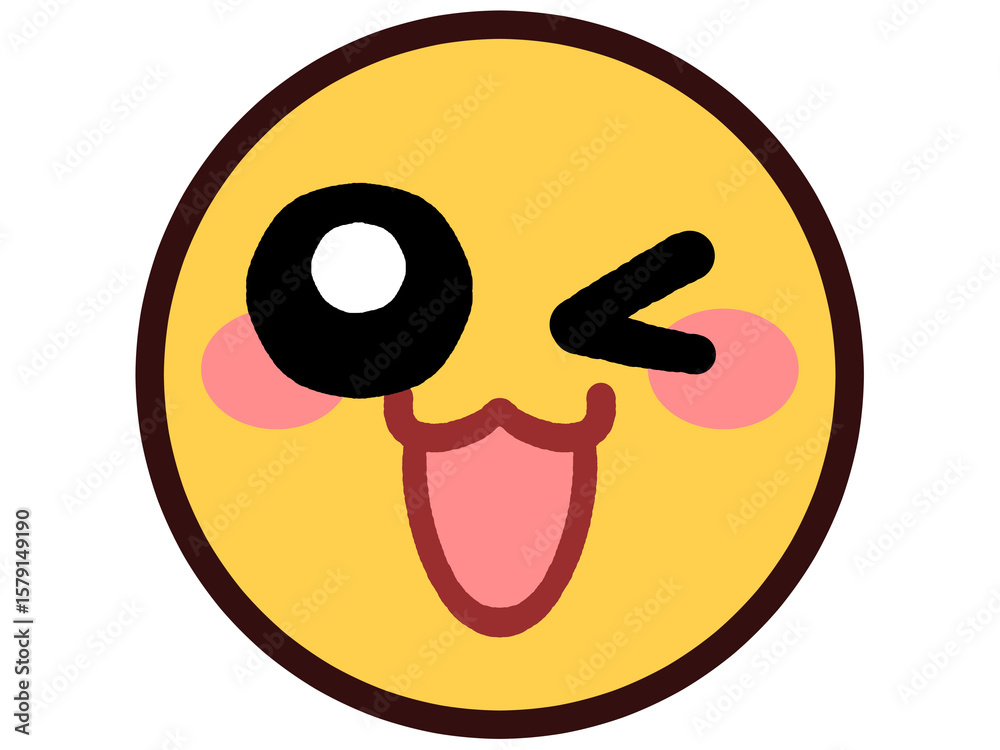 Fototapeta premium シンプルでかわいい絵文字の顔イラスト素材