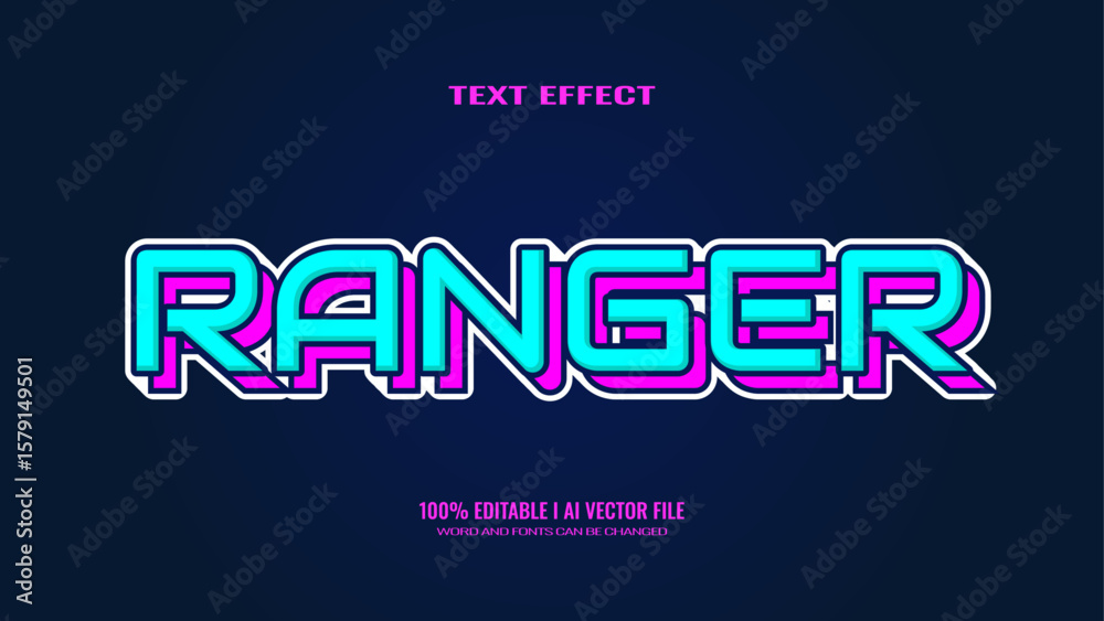 Fototapeta premium 3D text effect ranger, editable text
