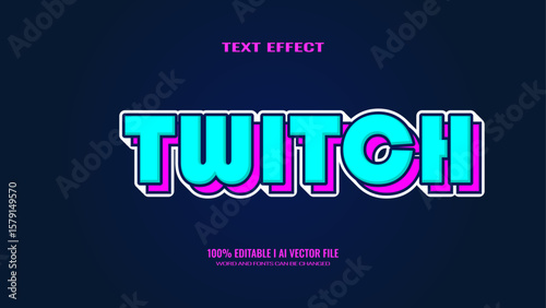 3D text effect twitch, editable text