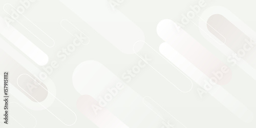 A white abstract wide banner background with gray geometric shapes. Minimalist geometric design. Modern futuristic concept. Suitable for covers, headers, business, and presentations.