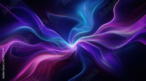 Abstract Colorful Waves of Light in Dark Background Design