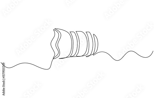 Hand drawn digital camera icon, one-line art drawing Camera lens, Photo camera icon line art. Vector illustration. Abstract background.