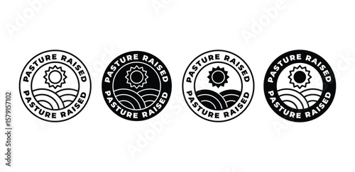 Pasture Raised Icon Black and White Circular Logo Designs Illustration Template