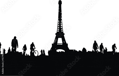 Eiffel Tower silhouette in Paris famous landmark and symbol of FranceEiffel Tower silhouette in Paris famous landmark and symbol of France.