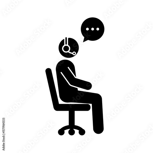 Customer Service Representative Silhouette: A minimalist silhouette depicts a customer service representative, headset on, engaged in a conversation, emphasizing communication and assistance.