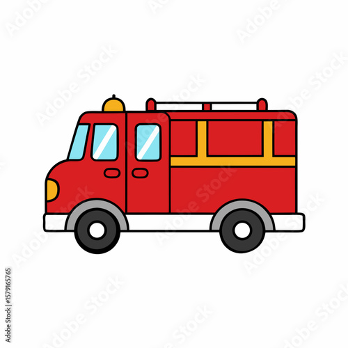 Creative Fire Truck Vector Illustration