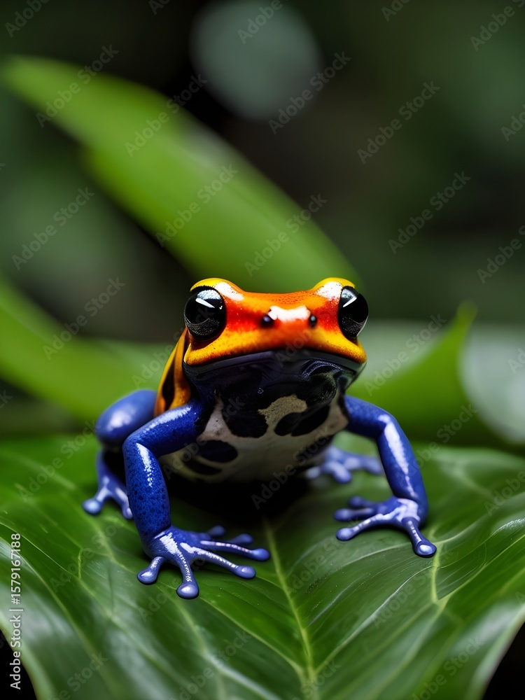 Fototapeta premium A brightly colored poison dart frog sitting