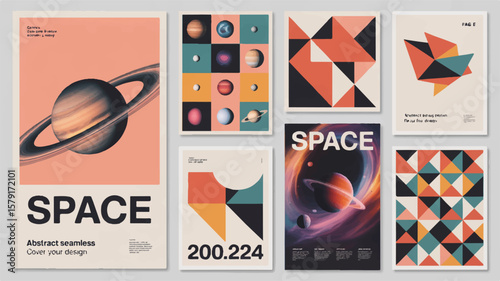 Saturn planet abstract geometric patterns space planets