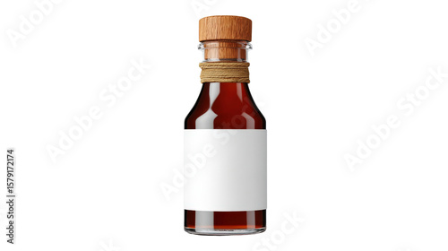 Fish sauce bottle with label mockup, isolated on white background