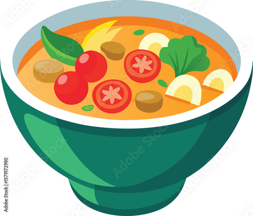 Delicious and Healthy Vegetable Soup in a Green Bowl, Perfect for a Light Meal