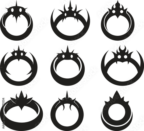 Nine Abstract Circular Designs with Tribal Motifs