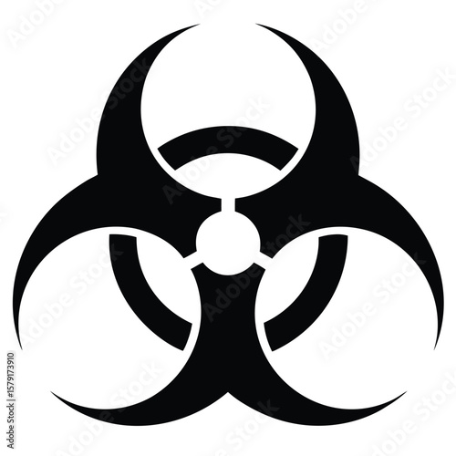 Classic Black Biohazard Symbol Icon Isolated on White Signifying Biological Risk