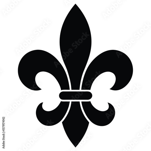 Elegant Black Fleurdelis Symbol French Royal Iconography and Heraldry Design Element