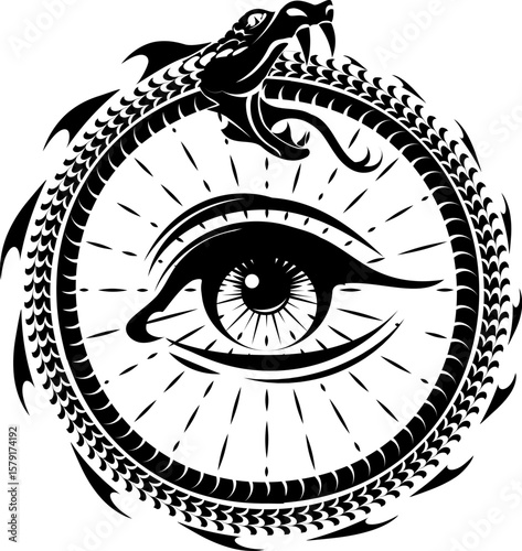 Engraving ouroboros esoteric symbol