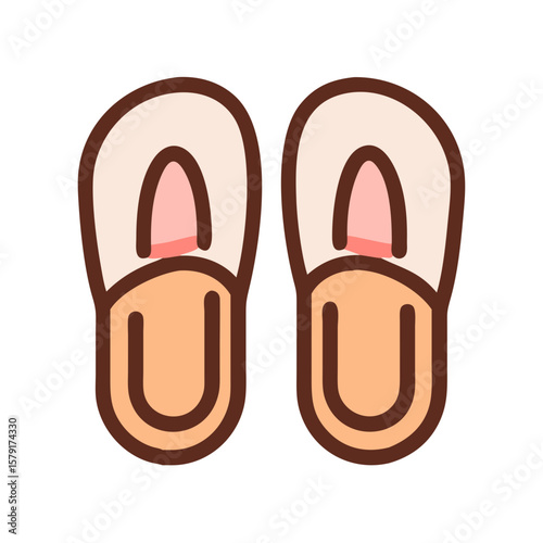 Cartoon Style Slippers on a White Background, Perfect for Relaxation