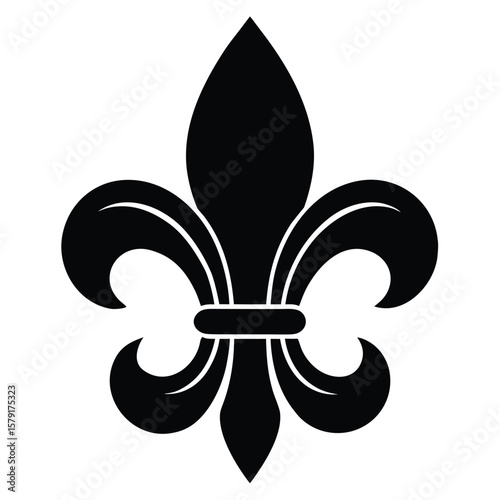 Stylized Fleur de Lis Illustration in Black and White Elegant Design Element