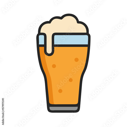Vector illustration of a pint of beer with overflowing foam on top