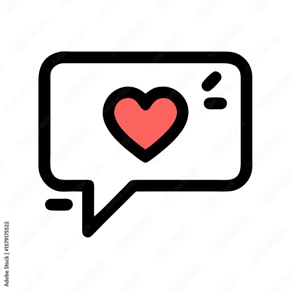 Heart in chat bubble illustration representing love or appreciation online Heart in chat bubble illustration representing love or appreciation online