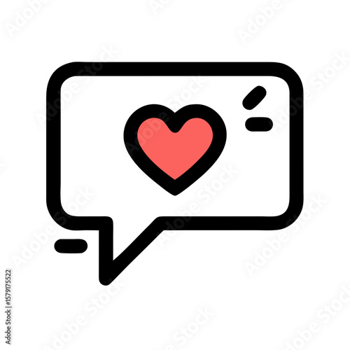 Heart in chat bubble illustration representing love or appreciation online
