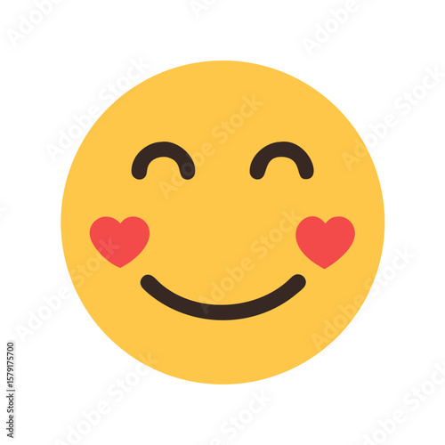 A cheerful yellow emoji with heart eyes, love and happy expression