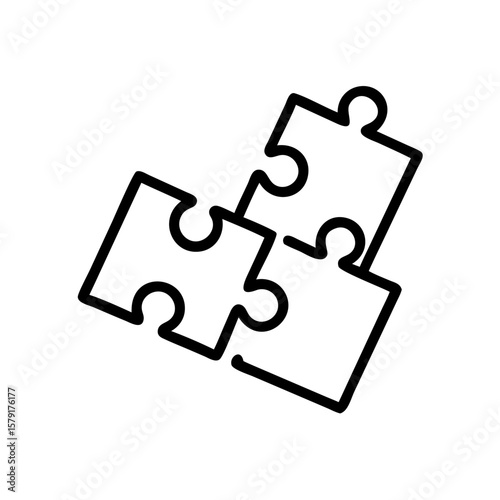 Puzzle pieces fitting together in a minimalist design, concept of icon, tolerance, equality  