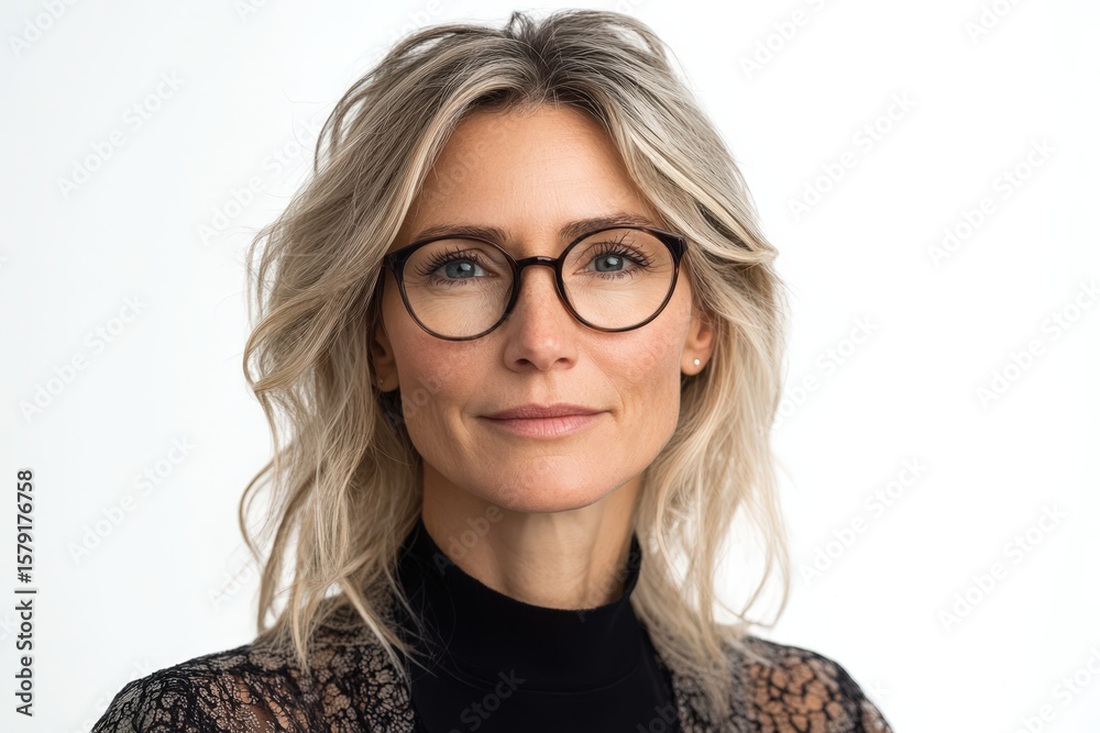 Obraz premium Elegant woman portrait. Confident, stylish, professional headshot. Ideal for websites, magazines, and marketing materials.