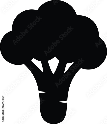 Silhouette broccoli healthy nutritious vegetable black illustration vector Illustrator