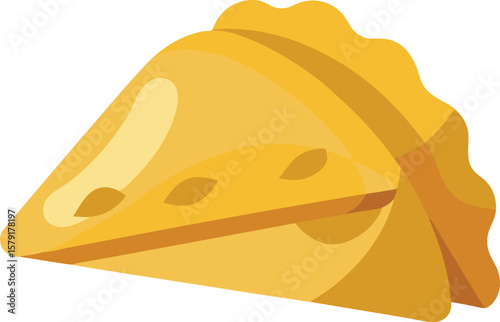 Delicious Golden Brown Empanada Pastry, Savory Filling, Traditional Food, Isolated Illustration