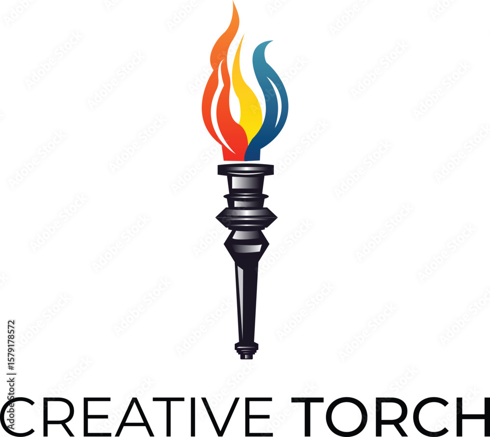 Creative fire torch logo vector art