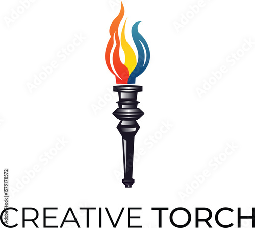 Creative fire torch logo vector art