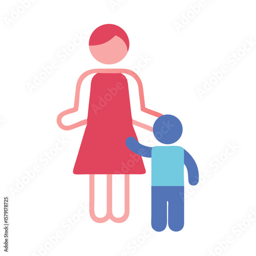 Stylized image depicting a mother figure and child in simple graphic format