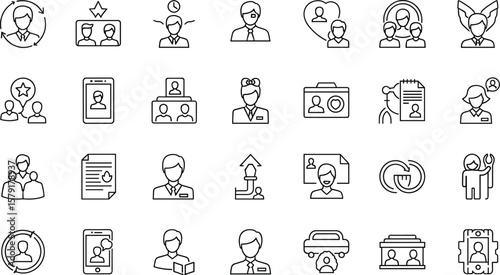 Unique, Individuality line icon set. Vector pictograms of personal identity, creativity, distinctiveness, highlighting diverse, self-expression, adaptation