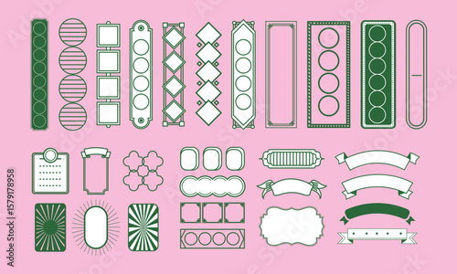 Set of vintage frames, collection of retro labels, badges and banners vector decorative elements