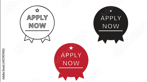 Modern Apply Now Badge Silhouette Vector for Job Recruitment and Website Call to Action Design