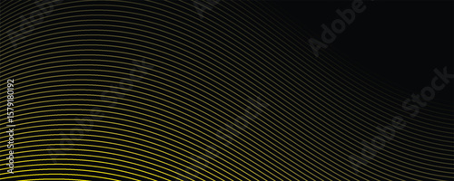 Black abstract backround with yellow curve line for backdrop or presentation