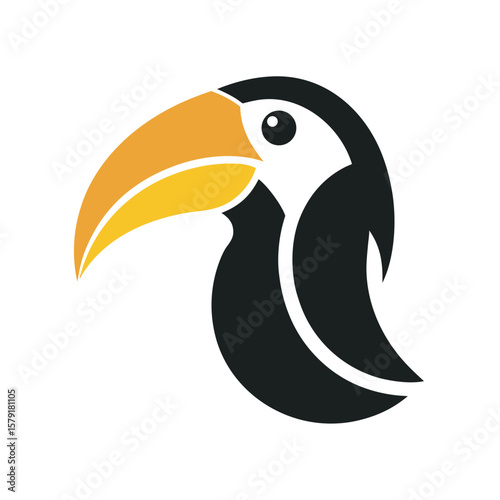 Toucan With Oversized Curved Beak Profile