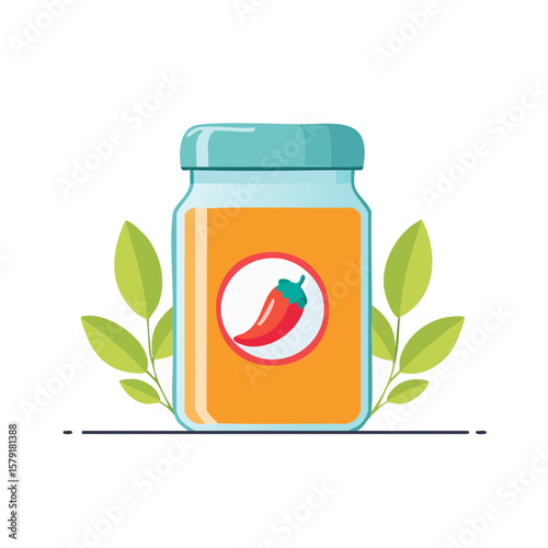 Jar of Chili Powder Isolated on a. Transparent Background 